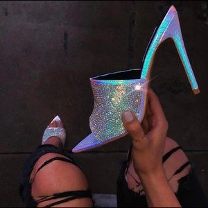 Sexy iridescent high heel mules (BRAND NEW IN BOX)